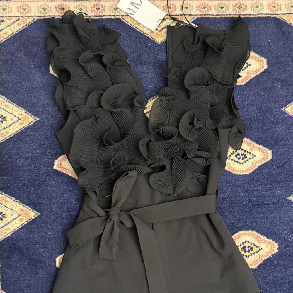 NWT Zara Evening Jumpsuit With Ruffle Detail